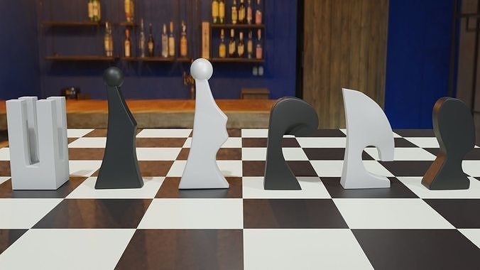 Abstract Chess Pieces STL OBJ 3MF 3D print model