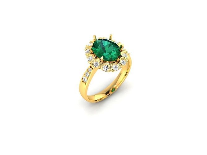 Solitaire Wedding Engagement Oval Ring 3D print model
