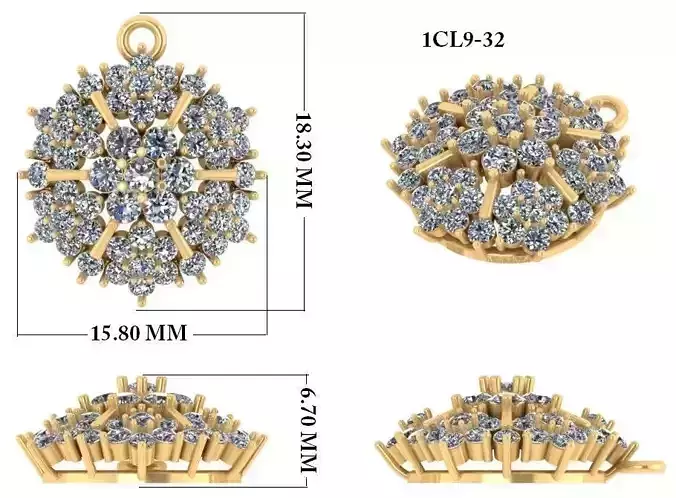 Women Pendant 3dm render detail