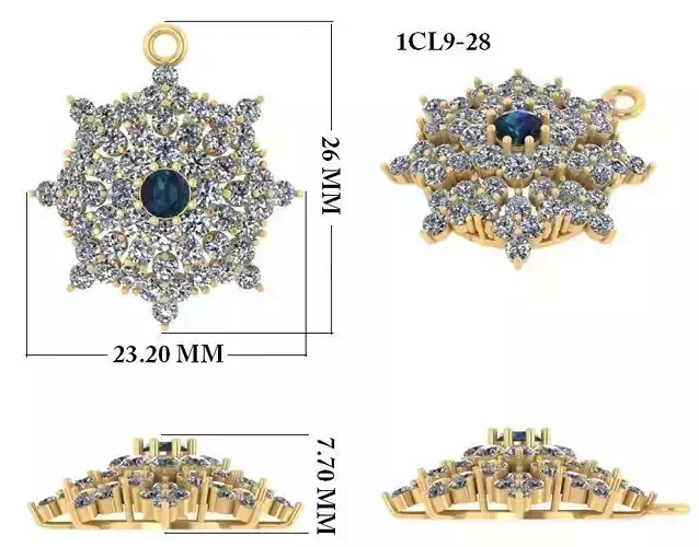 Women Pendant 3dm render detail