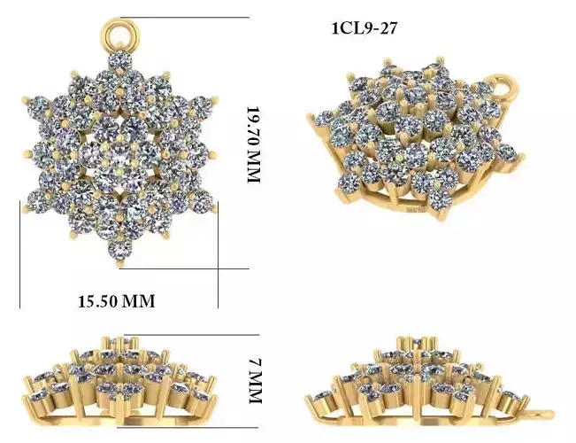 Women Pendant 3dm render detail