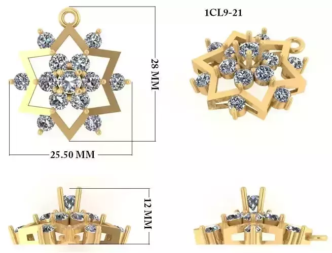 Women Pendant 3dm render detail