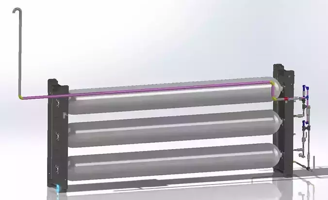 Stationary 3 clilinder natural gas storage skid with accesories