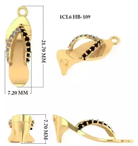 Lady Shoe Pendant 3dm render detail