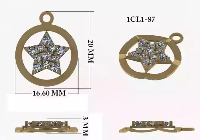 Captain America Pendant 3dm render detail