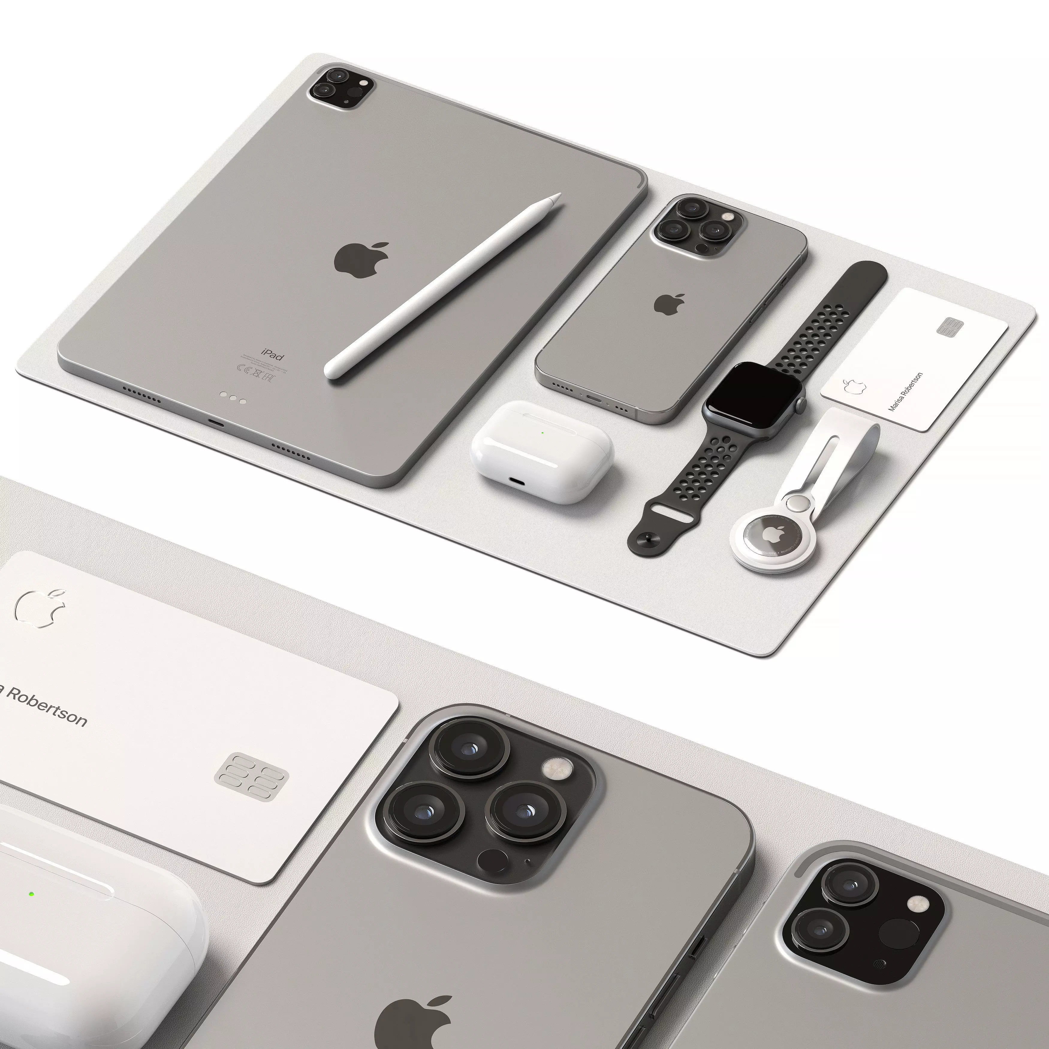 Apple Set ipad and its accessories 3D model_0