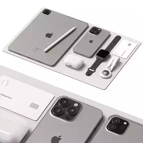 Apple Set ipad and its accessories 3D model