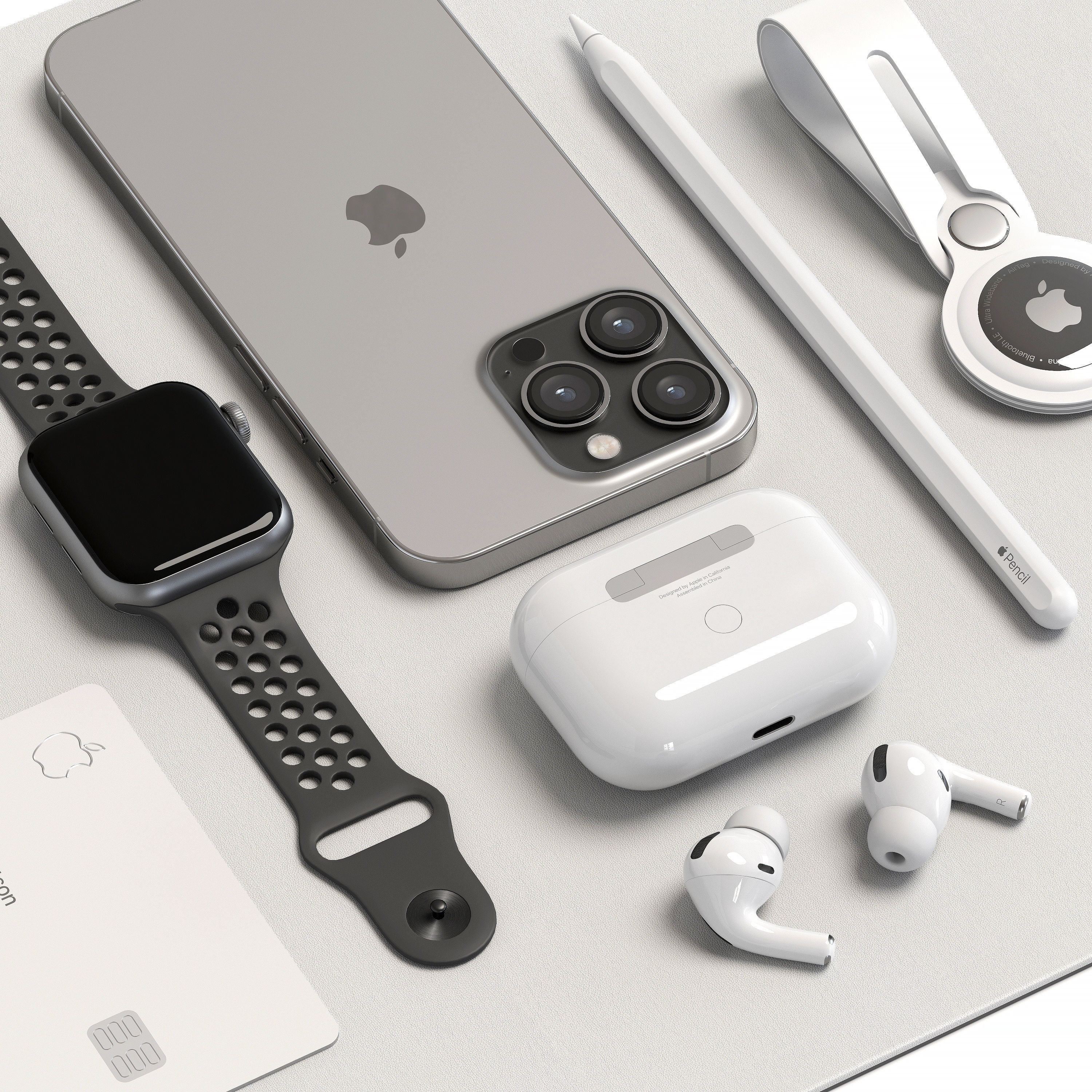 Apple Set ipad and its accessories 3D model_3