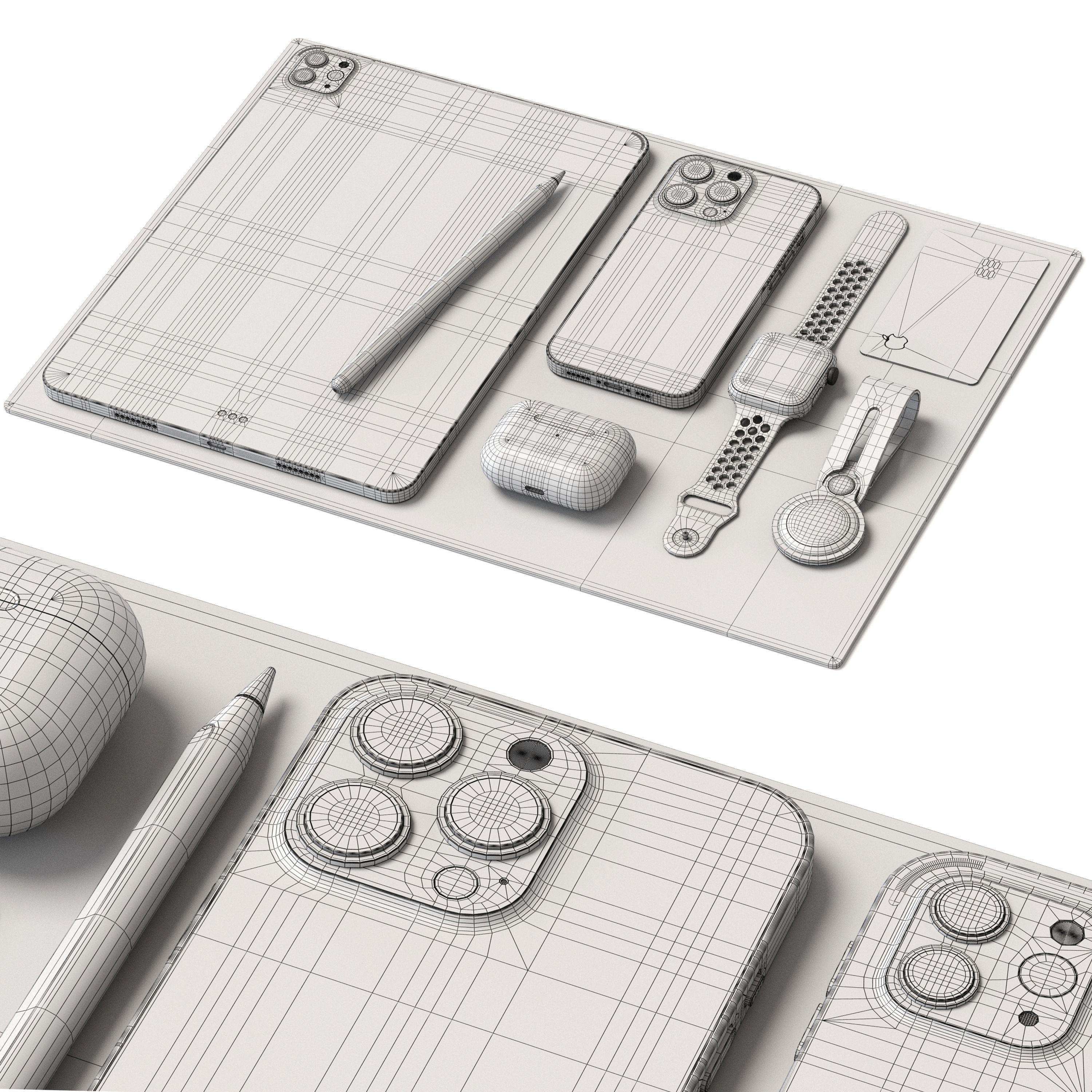 Apple Set ipad and its accessories 3D model_4