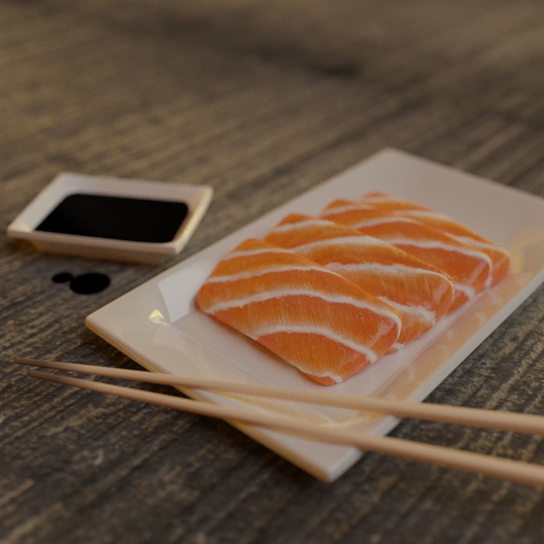Sashimi Set sushi on plate with chopsticks 3D model_7