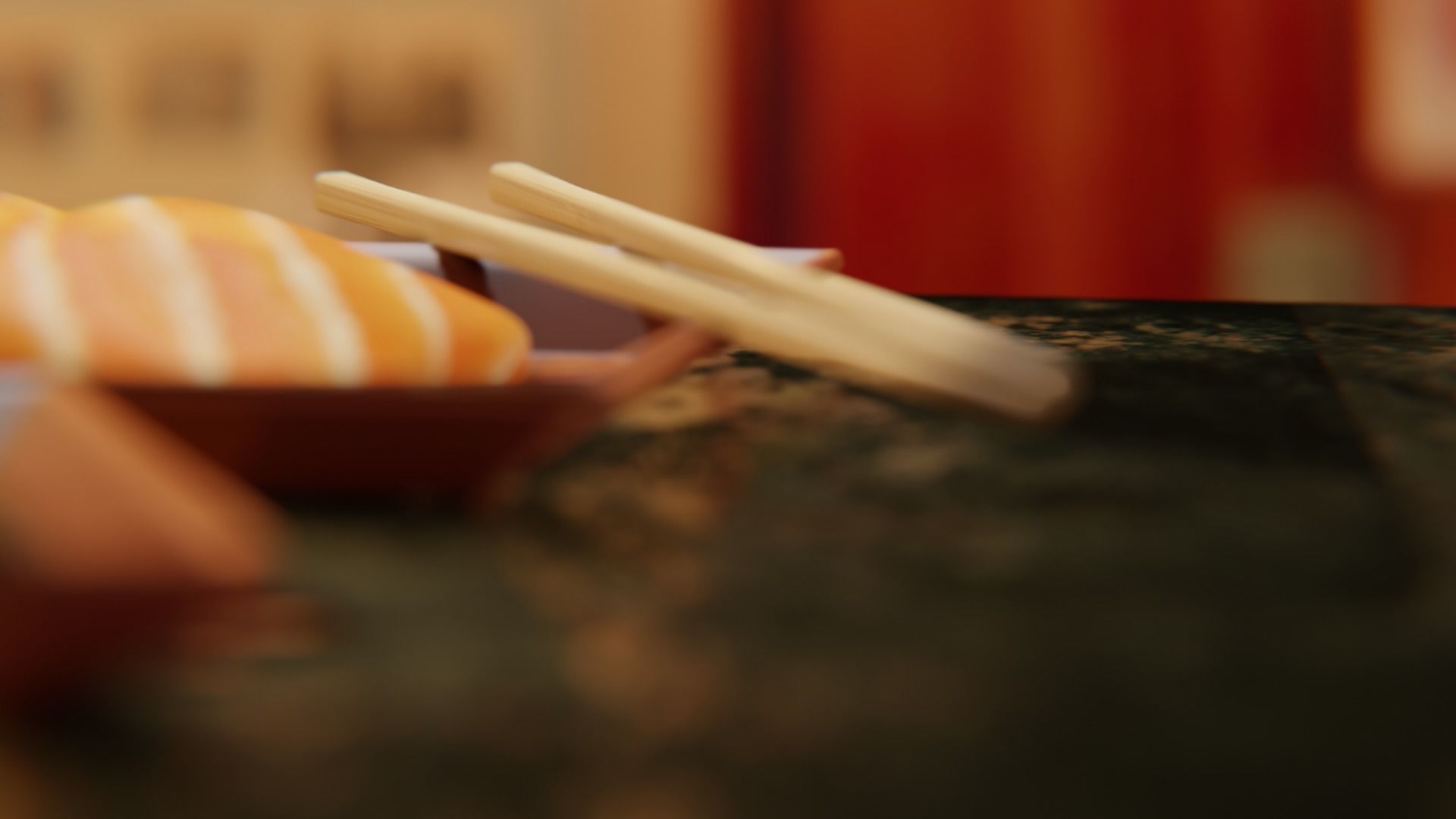 Sashimi Set sushi on plate with chopsticks 3D model_4