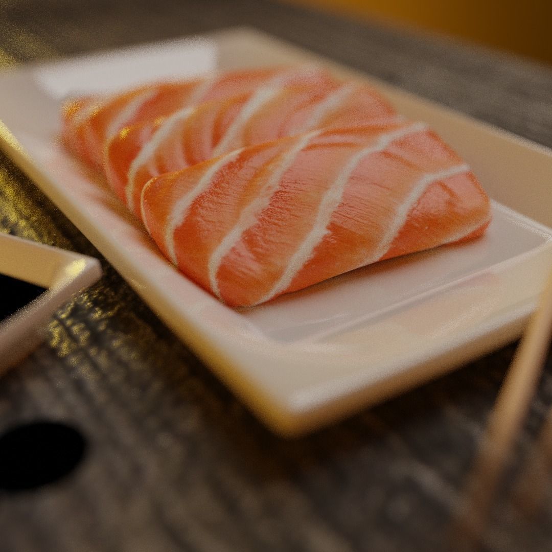 Sashimi Set sushi on plate with chopsticks 3D model_8