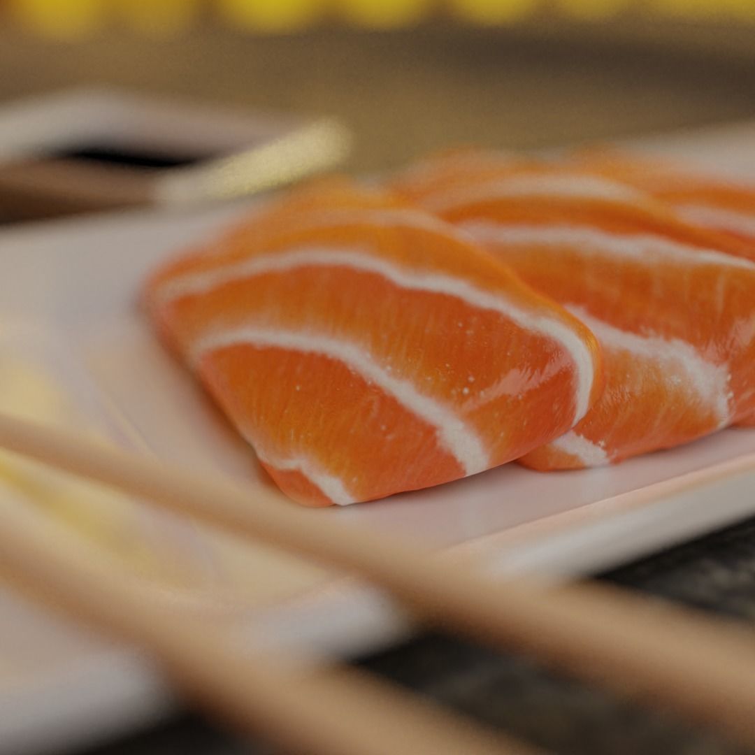 Sashimi Set sushi on plate with chopsticks 3D model_9