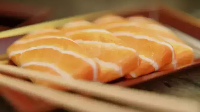 Sashimi Set sushi on plate with chopsticks 3D model