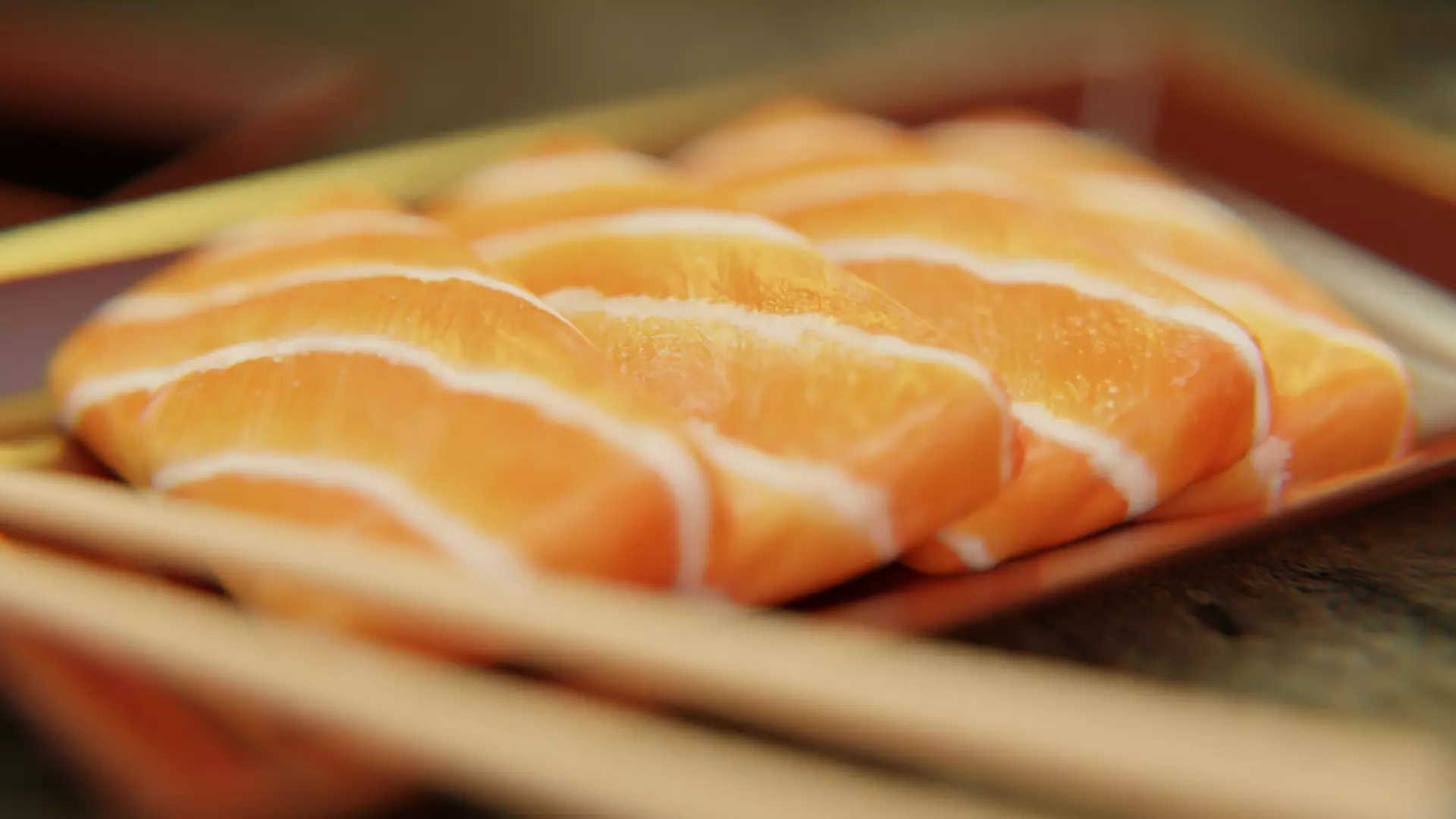 Sashimi Set sushi on plate with chopsticks 3D model_0