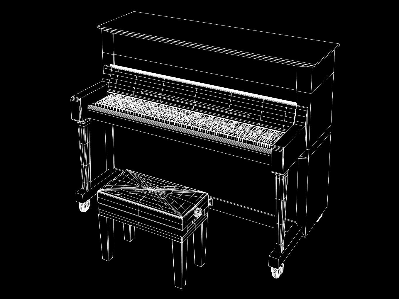 Upright piano 3D model_5