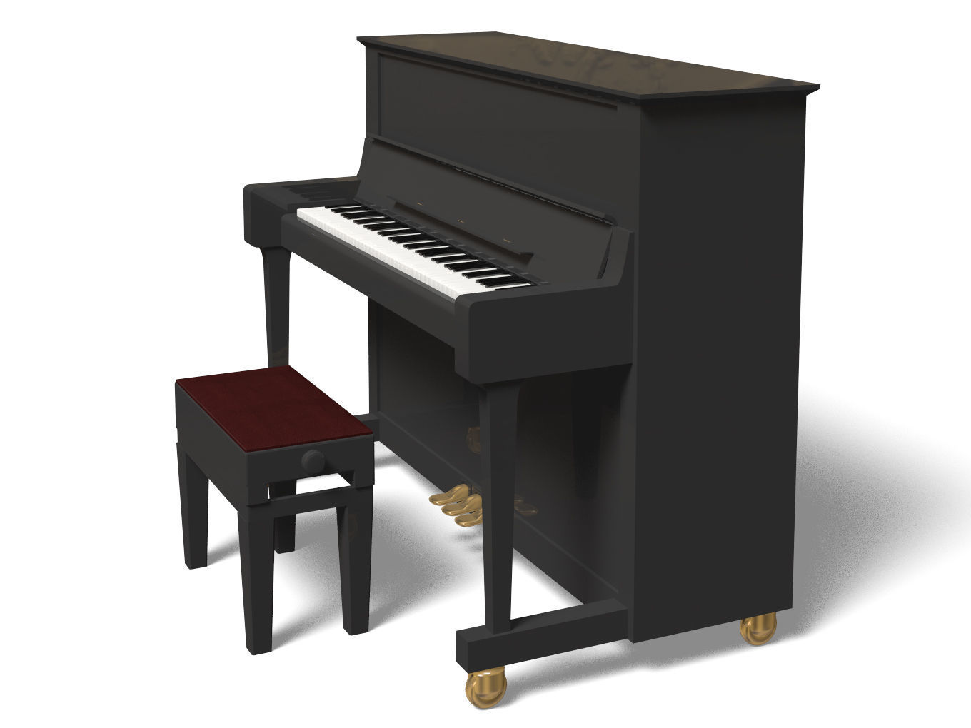 Upright piano 3D model_2