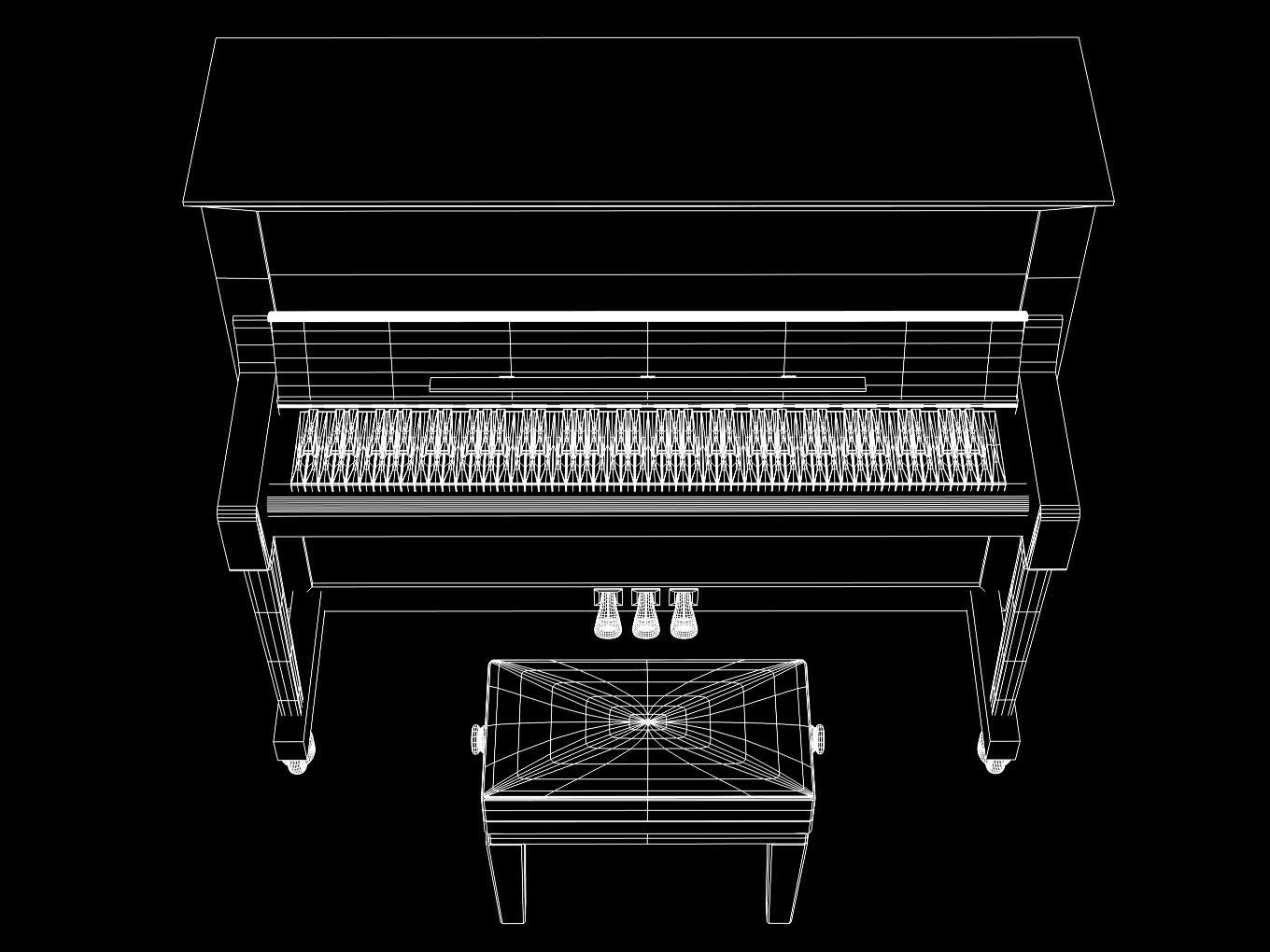 Upright piano 3D model_6