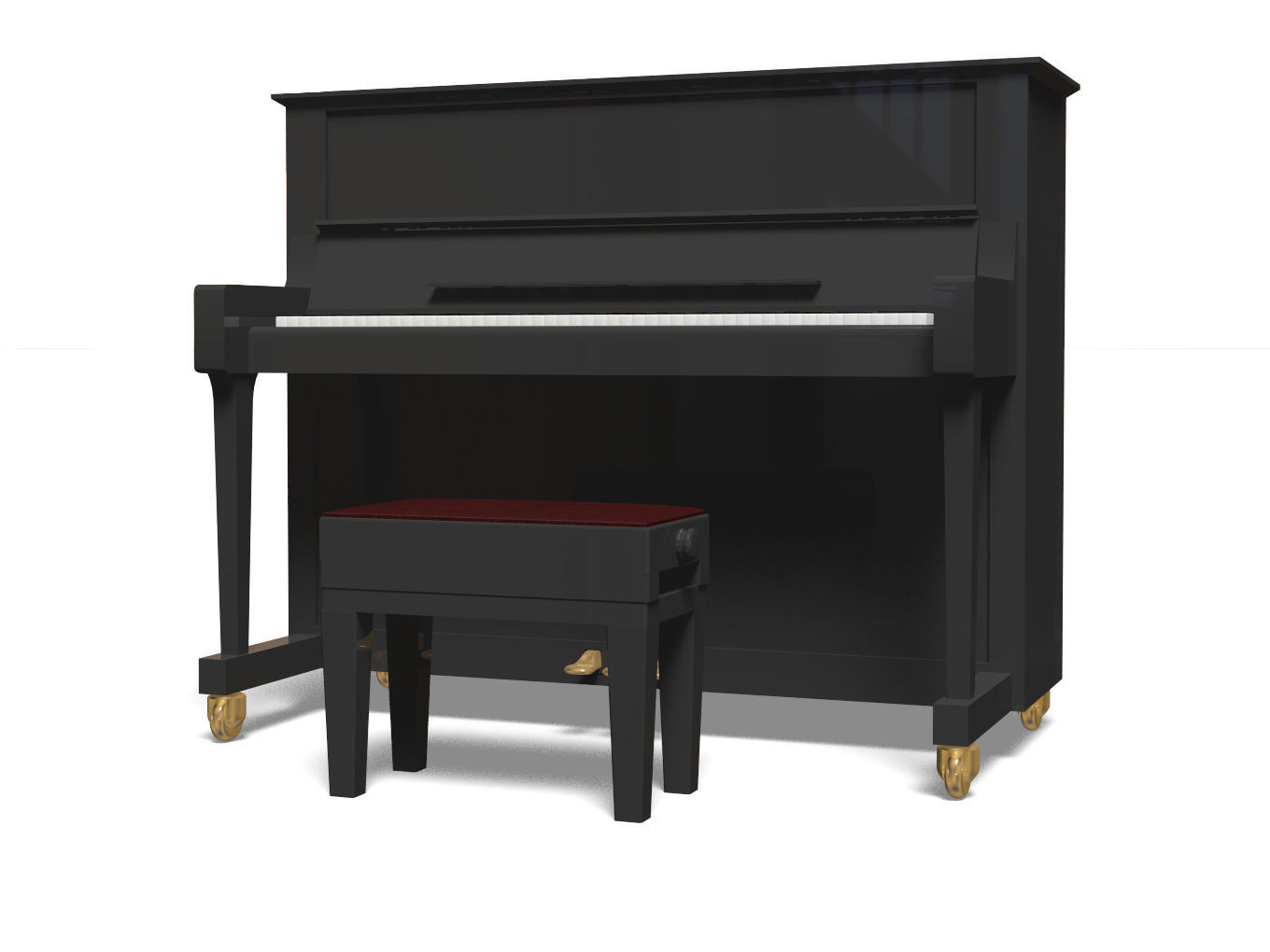 Upright piano 3D model_1