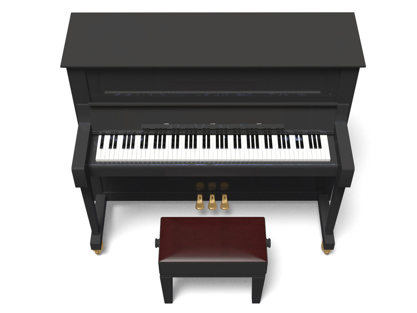 Upright piano 3D model_4