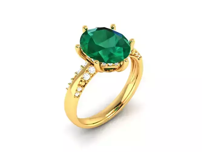 Solitaire Engagement Wedding Oval Ring 3D print model