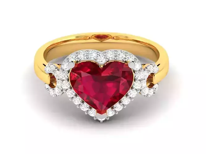 Solitaire Engagement Wedding Women Heart Rings 3D print model