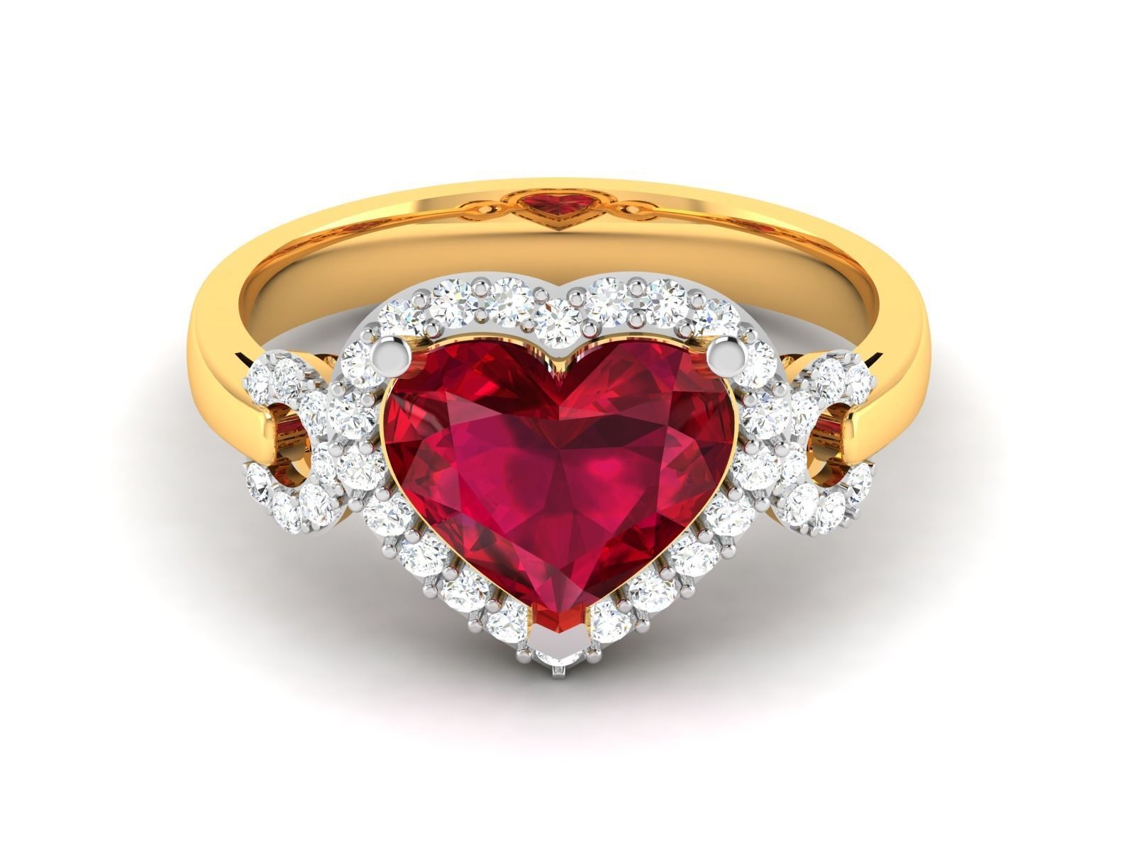 Solitaire Engagement Wedding Women Heart Rings 3D print model_6