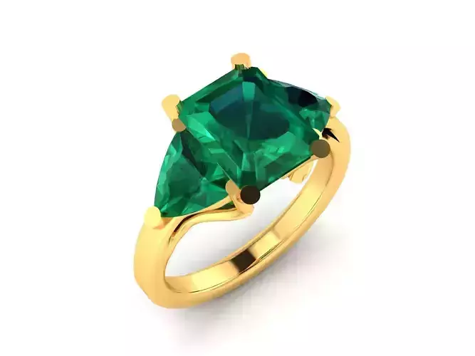Solitaire Engagement Wedding Women Princess Ring 3D print model
