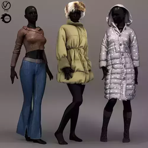 mannequinsVol01 three mannequins dressed in winter clothes