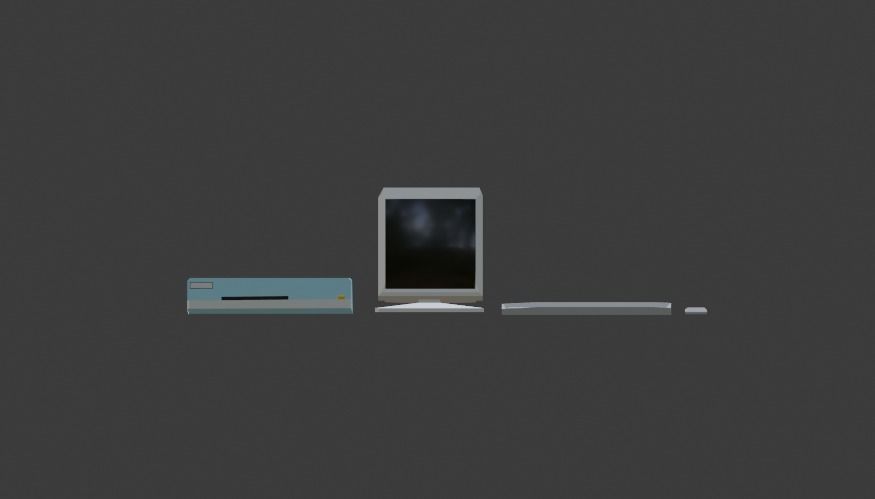 90s Style Computer and Monitor Free low-poly 3D model_2