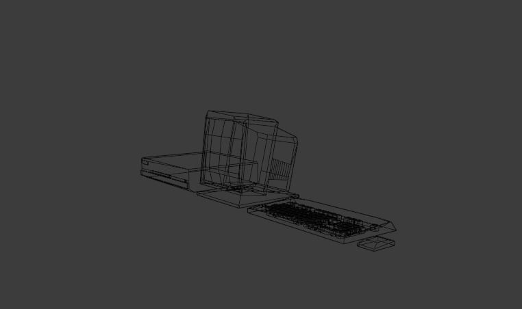 90s Style Computer and Monitor Free low-poly 3D model_8