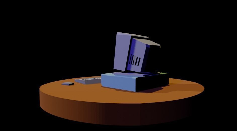 90s Style Computer and Monitor Free low-poly 3D model_1