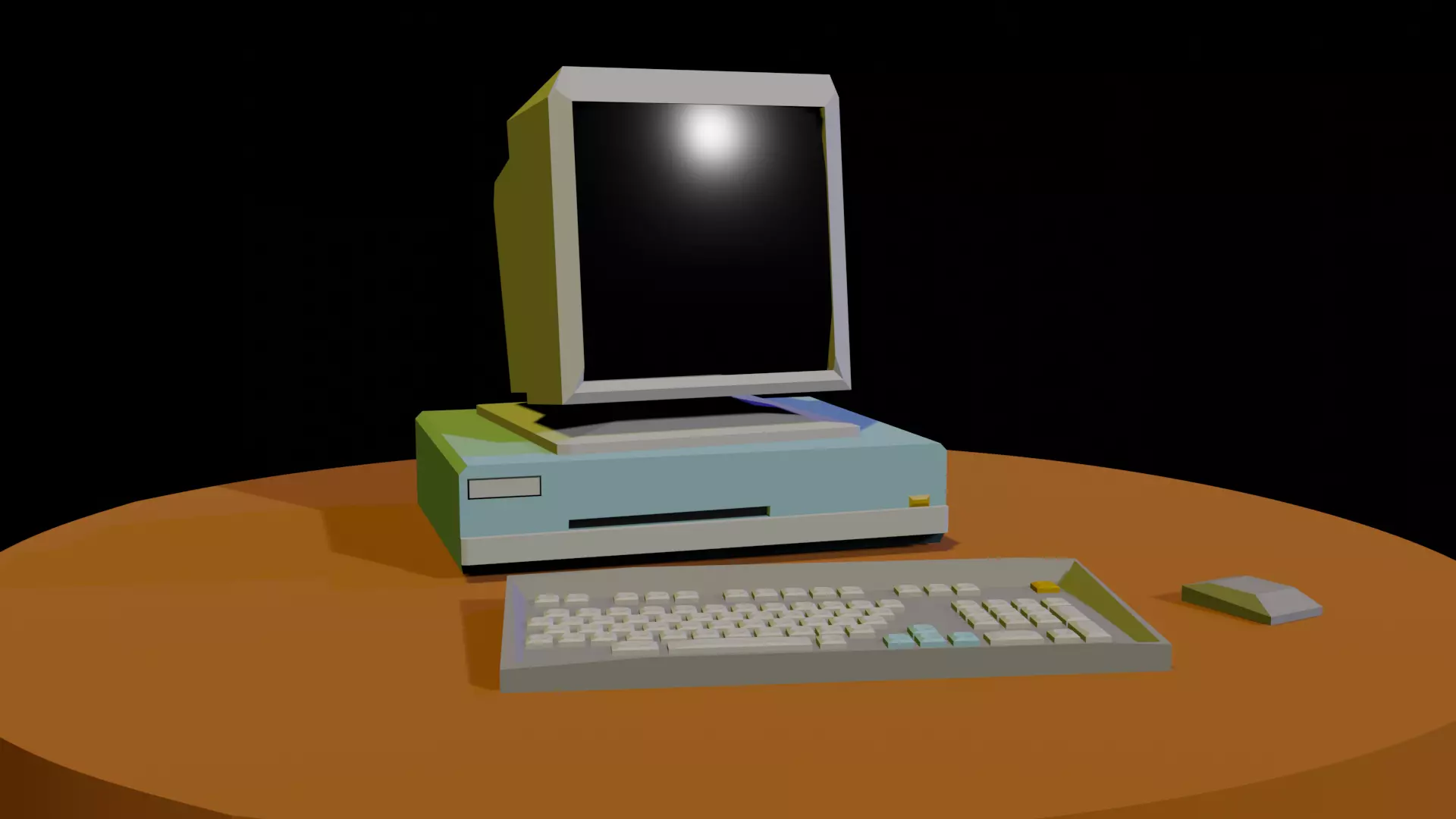 90s Style Computer and Monitor Free low-poly 3D model_0
