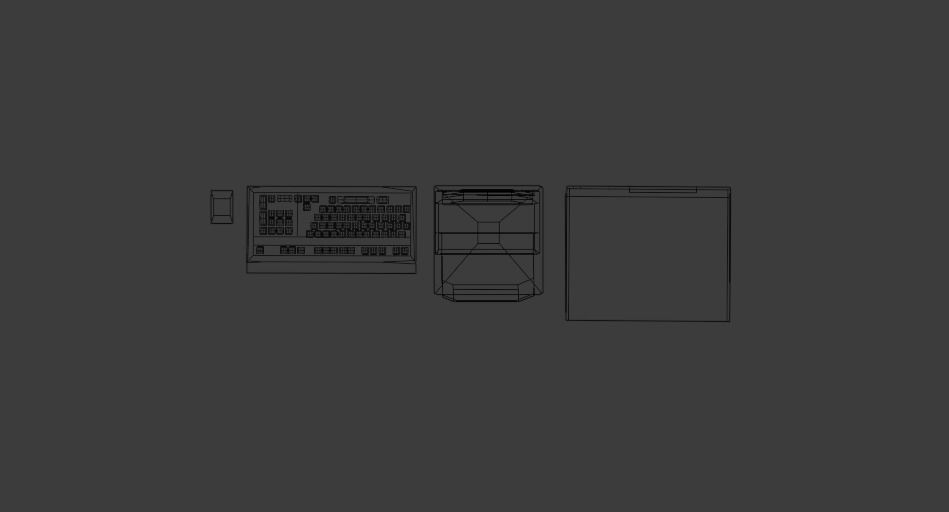 90s Style Computer and Monitor Free low-poly 3D model_7