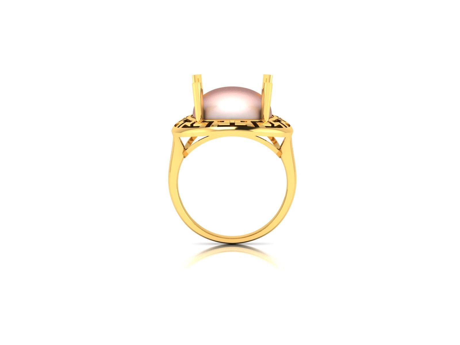 Solitaire Engagement Women Opal Stone Ring 3D print model_2