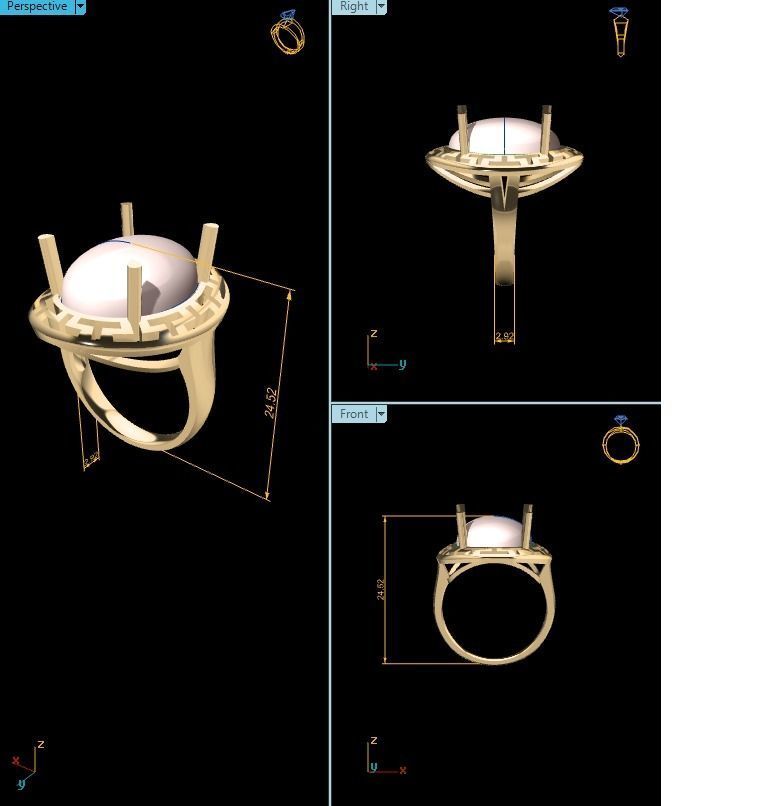 Solitaire Engagement Women Opal Stone Ring 3D print model_12