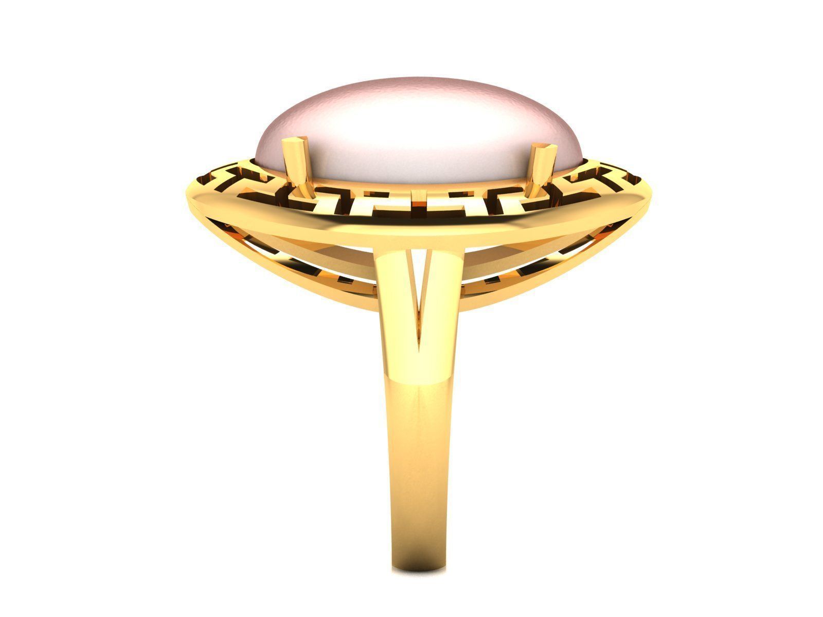 Solitaire Engagement Women Opal Stone Ring 3D print model_11