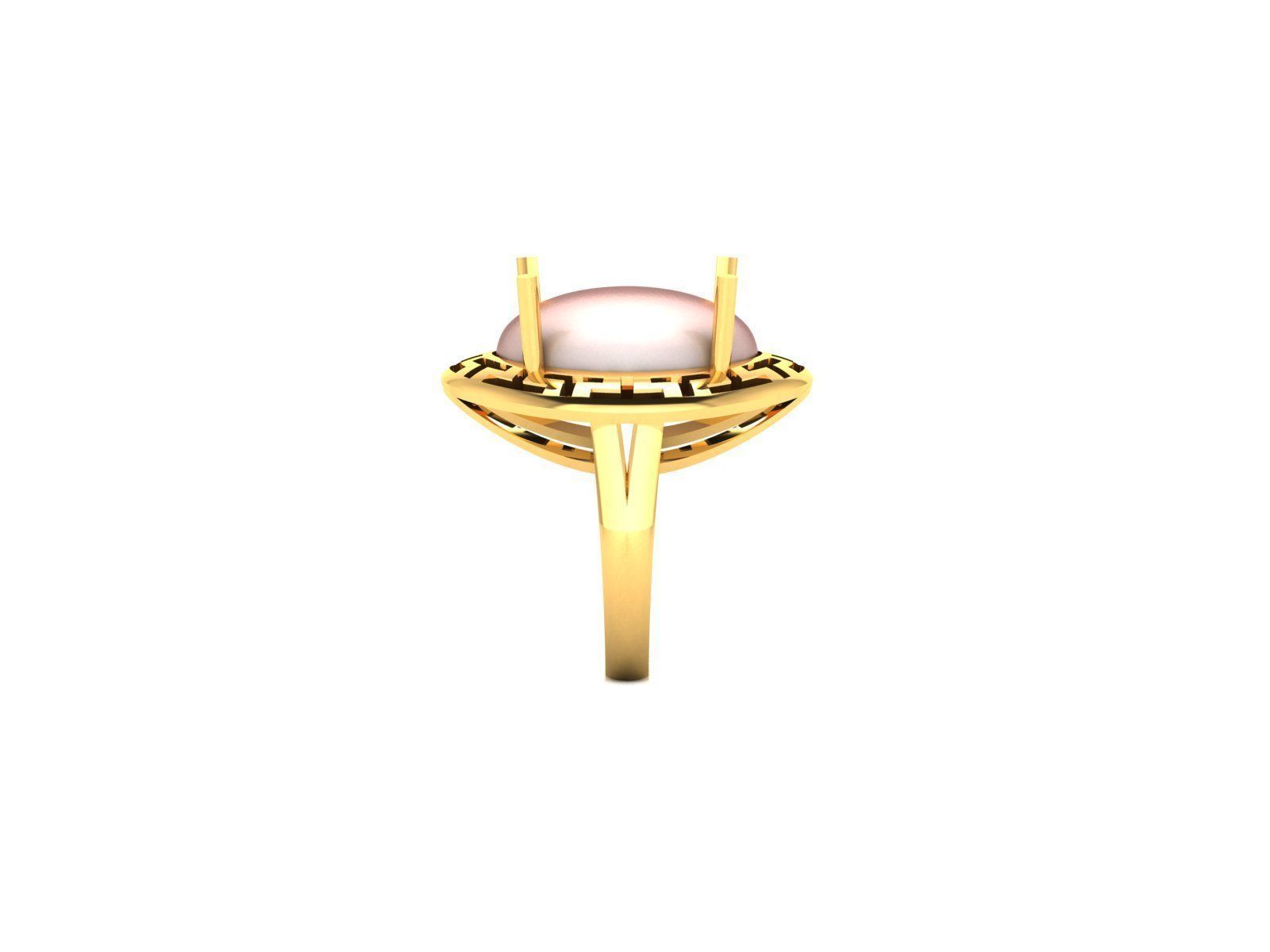 Solitaire Engagement Women Opal Stone Ring 3D print model_1