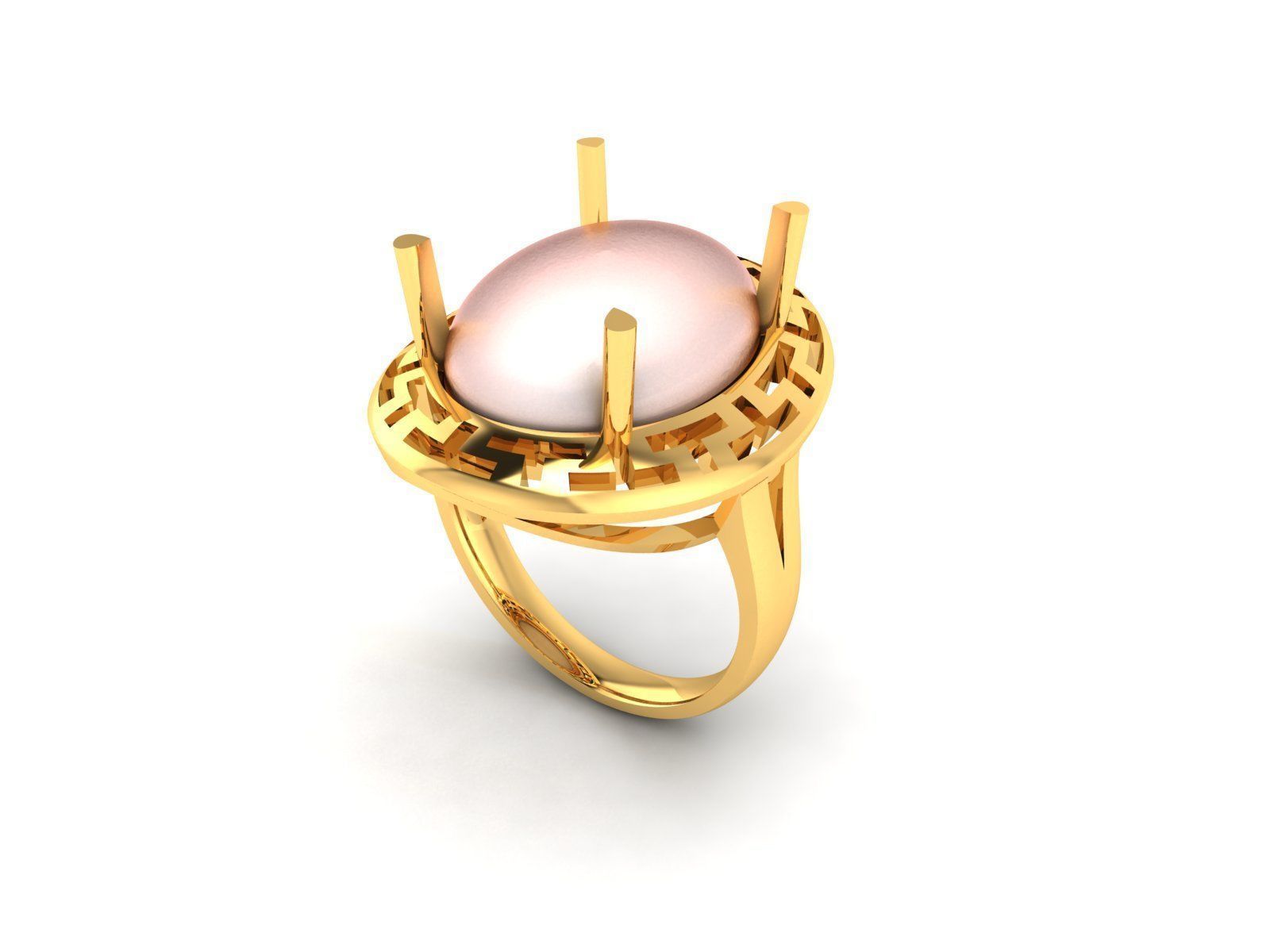 Solitaire Engagement Women Opal Stone Ring 3D print model_5
