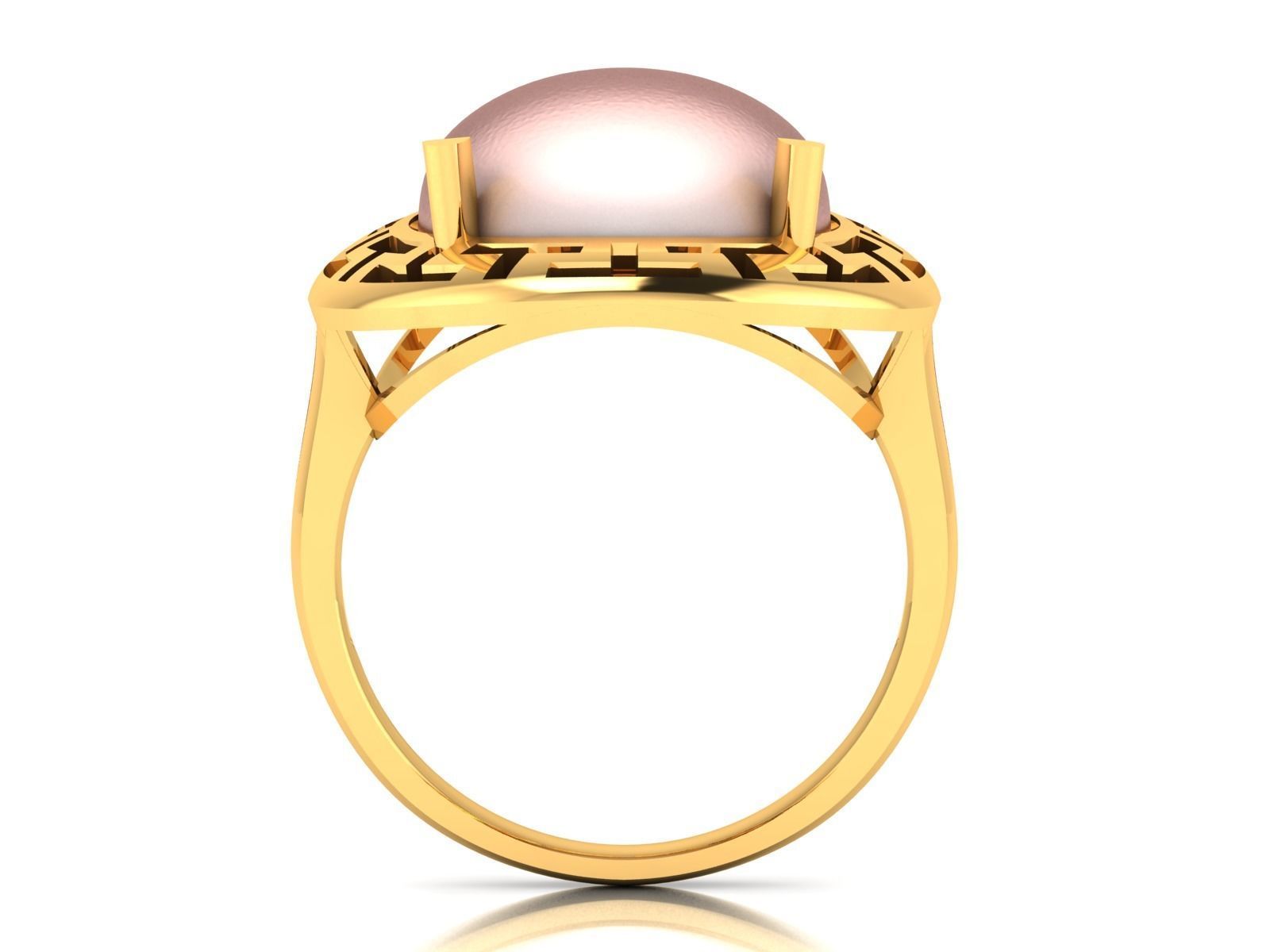 Solitaire Engagement Women Opal Stone Ring 3D print model_9