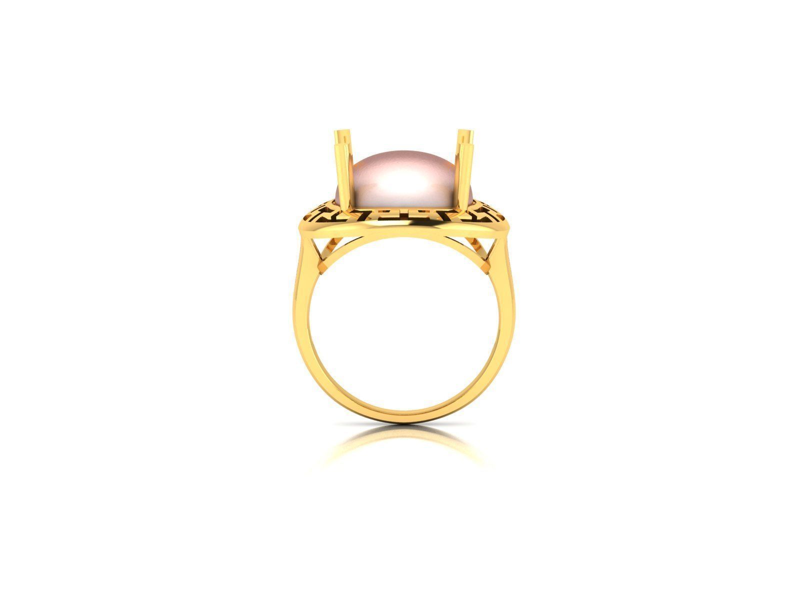 Solitaire Engagement Women Opal Stone Ring 3D print model_3