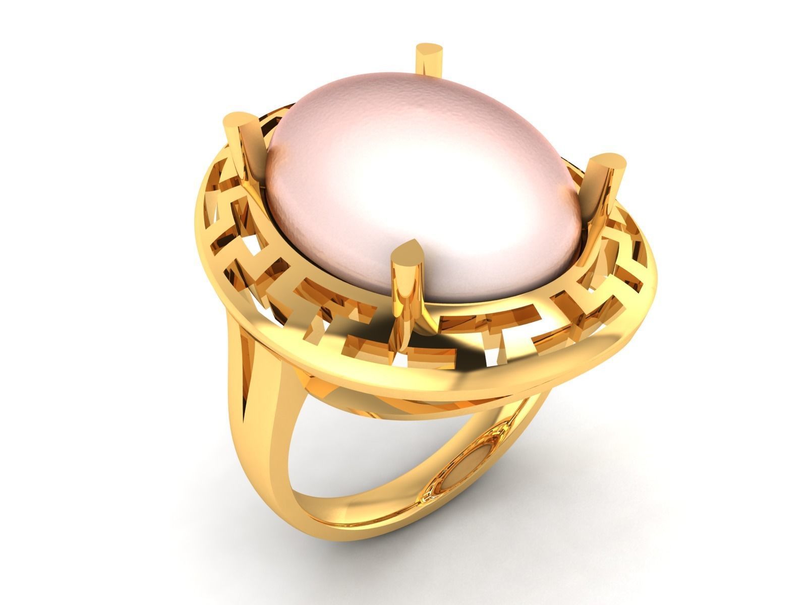 Solitaire Engagement Women Opal Stone Ring 3D print model_7