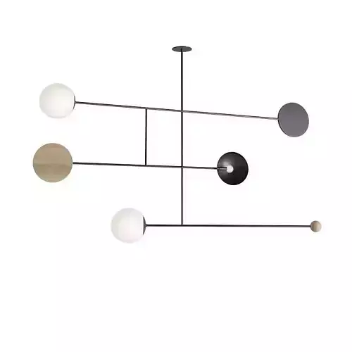 Light pendant with four circles hanging from it