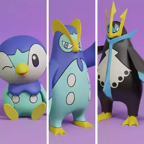 pokemon piplup evolution pack 3D print model