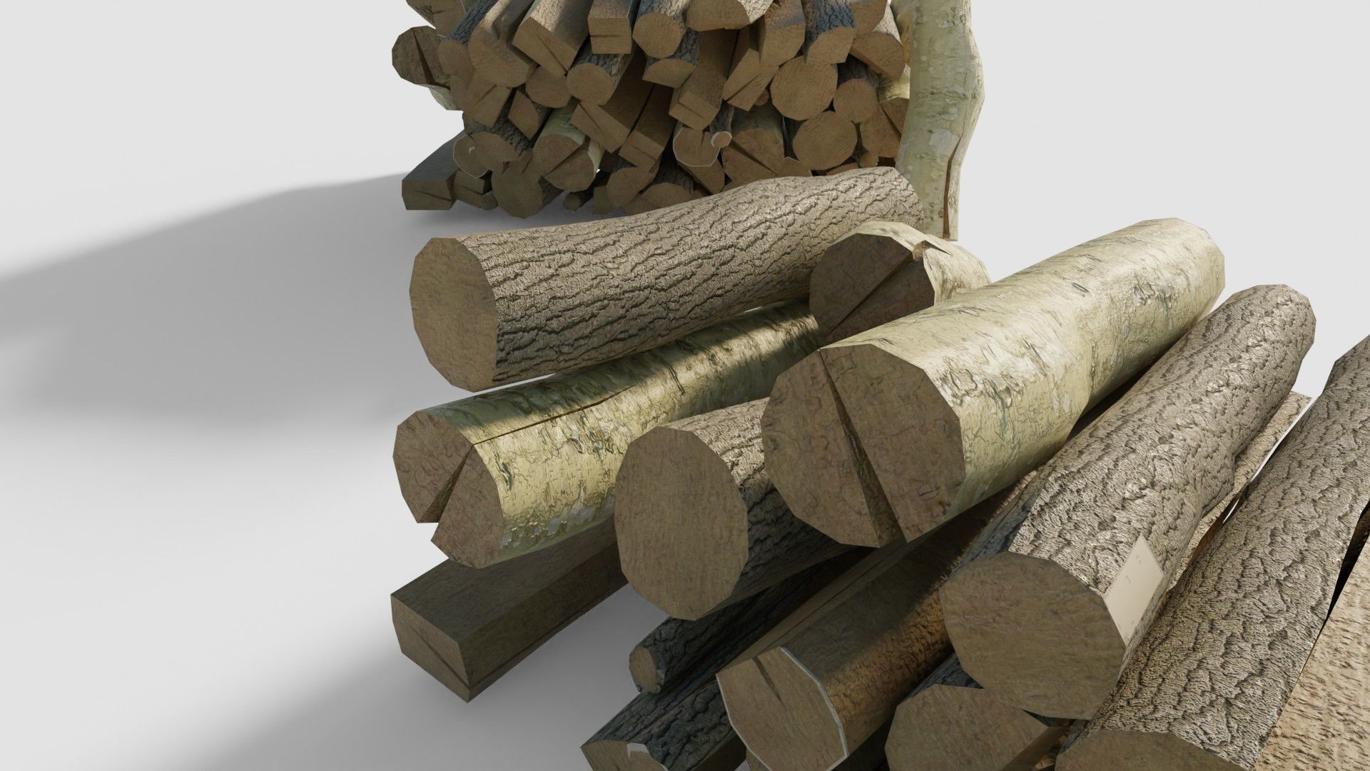 firewood chunks wood blocks with 4k pbr textures Low-poly 3D model_3