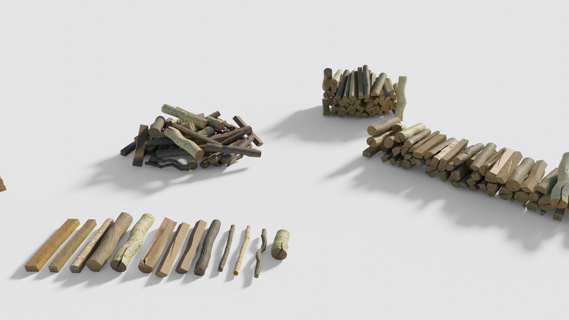 firewood chunks wood blocks with 4k pbr textures Low-poly 3D model_5