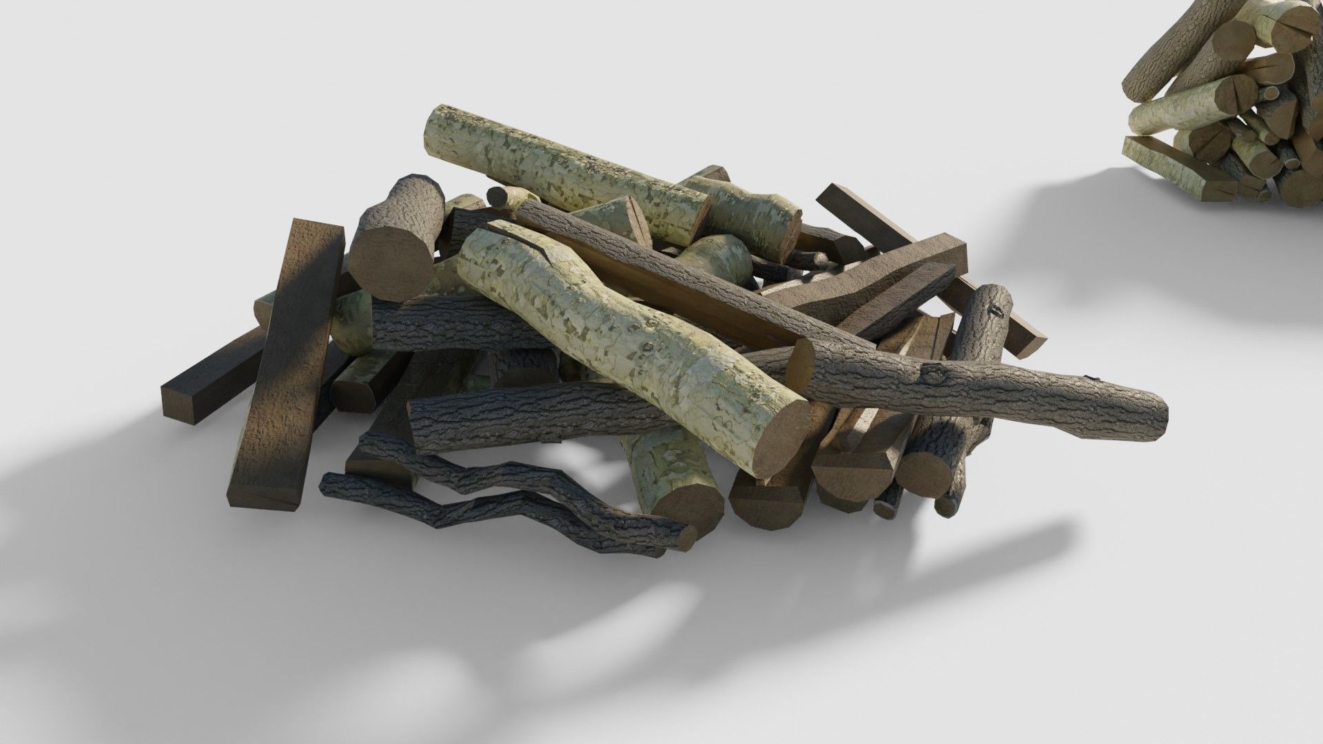 firewood chunks wood blocks with 4k pbr textures Low-poly 3D model_1