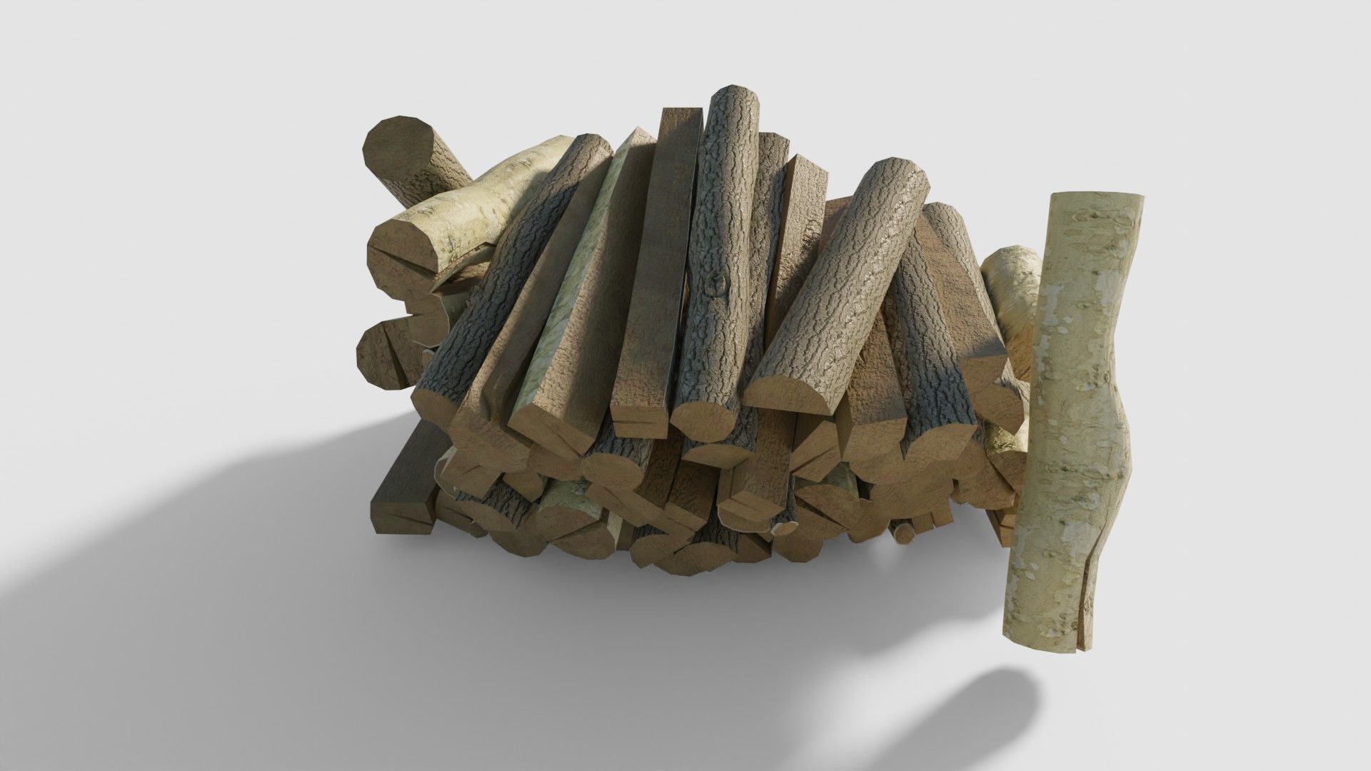 firewood chunks wood blocks with 4k pbr textures Low-poly 3D model_2