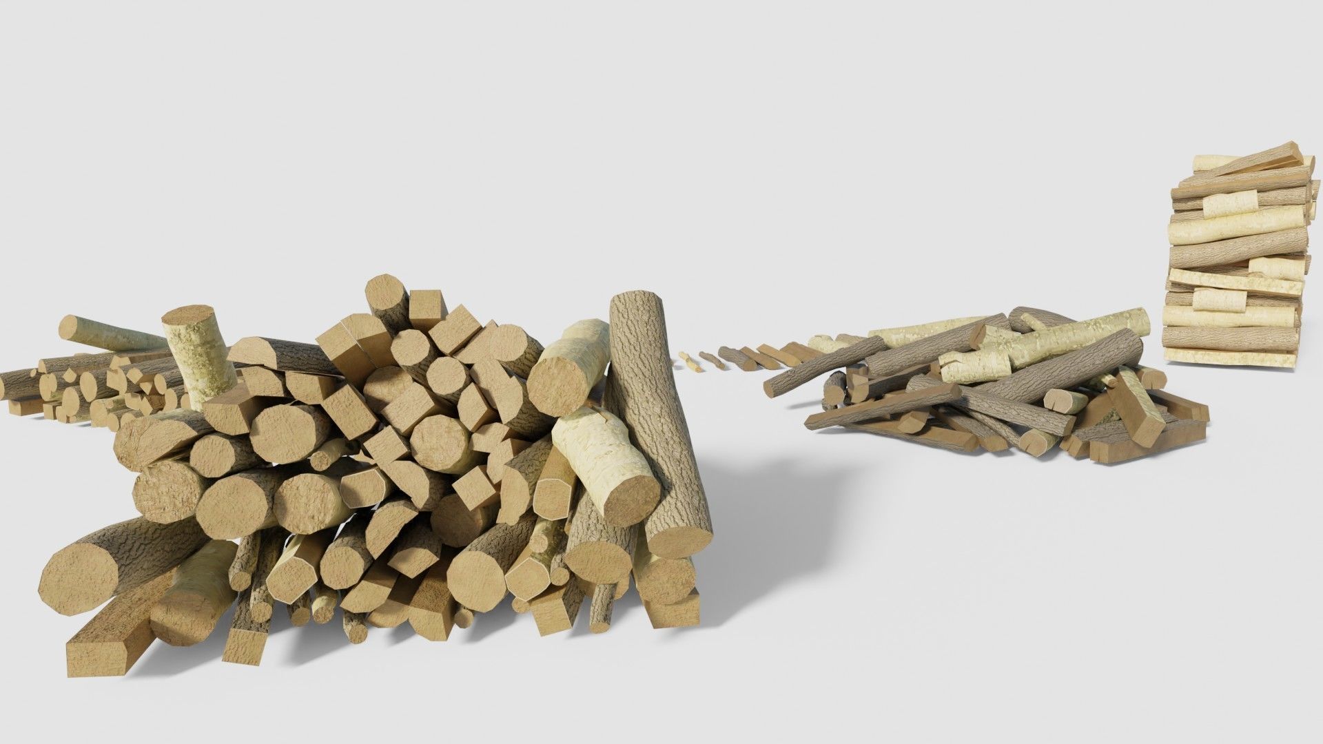 firewood chunks wood blocks with 4k pbr textures Low-poly 3D model_7
