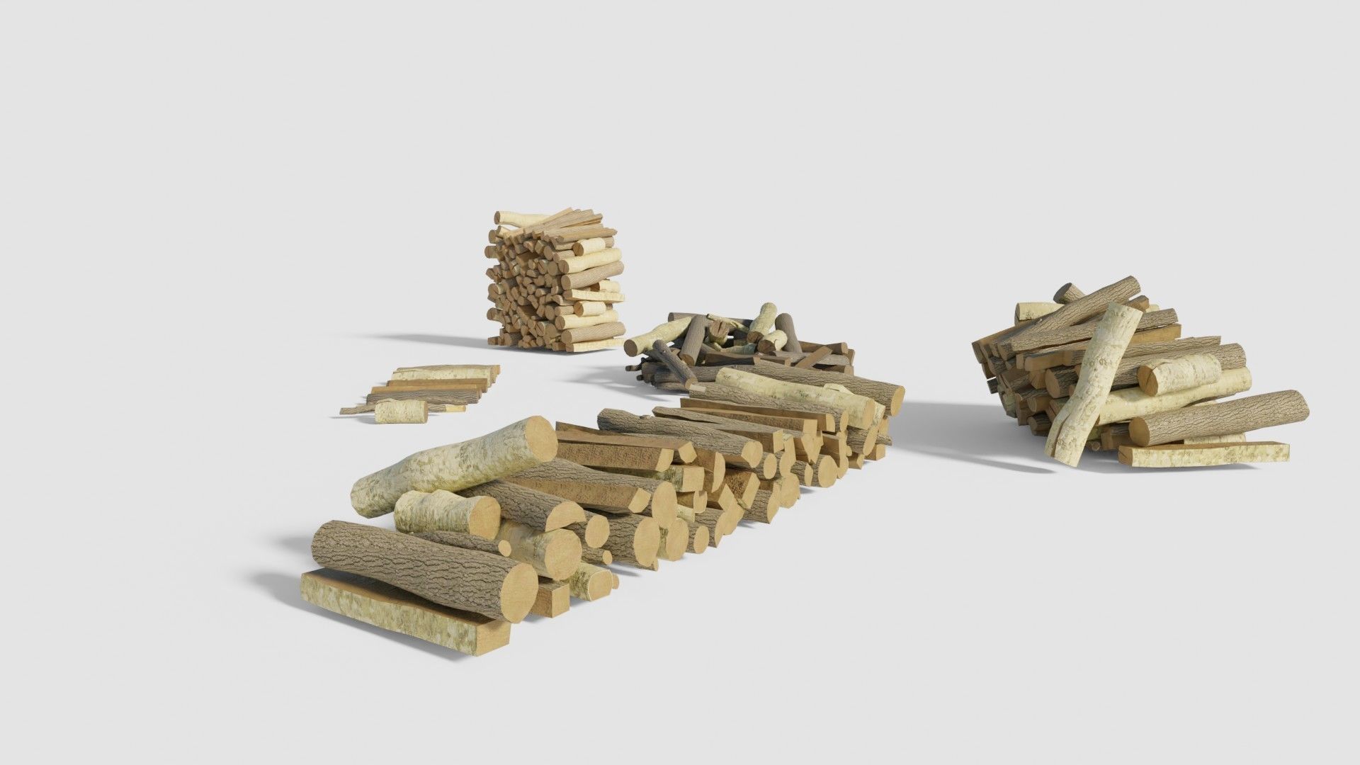 firewood chunks wood blocks with 4k pbr textures Low-poly 3D model_6